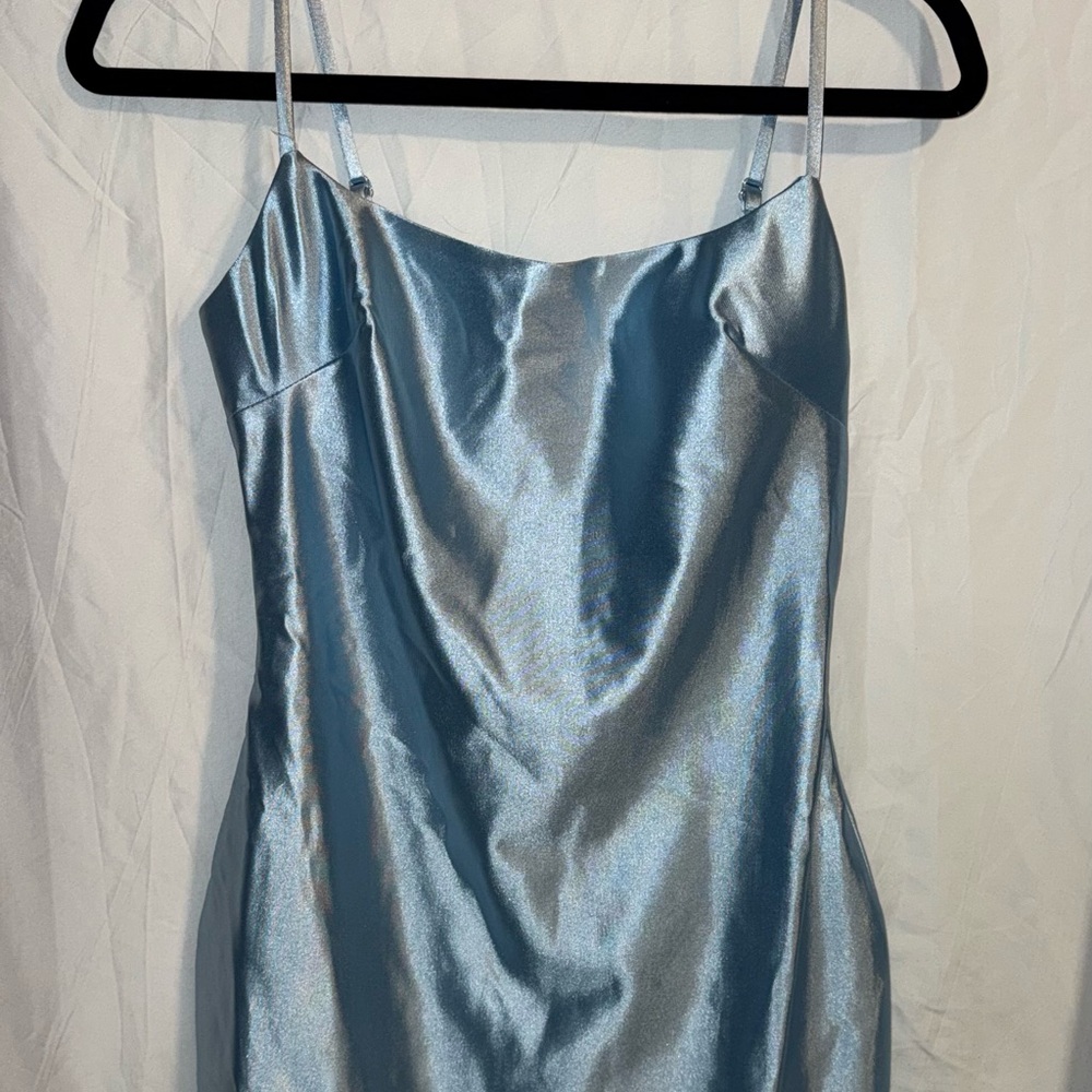 Stacees Simple Square Neckline Sleeveless Silk like Satin Short/Mini Dress